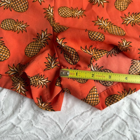 EM Orange Yellow Pineapple Print Romper Open Back Tie Strappy Shorts - Picture 9 of 9